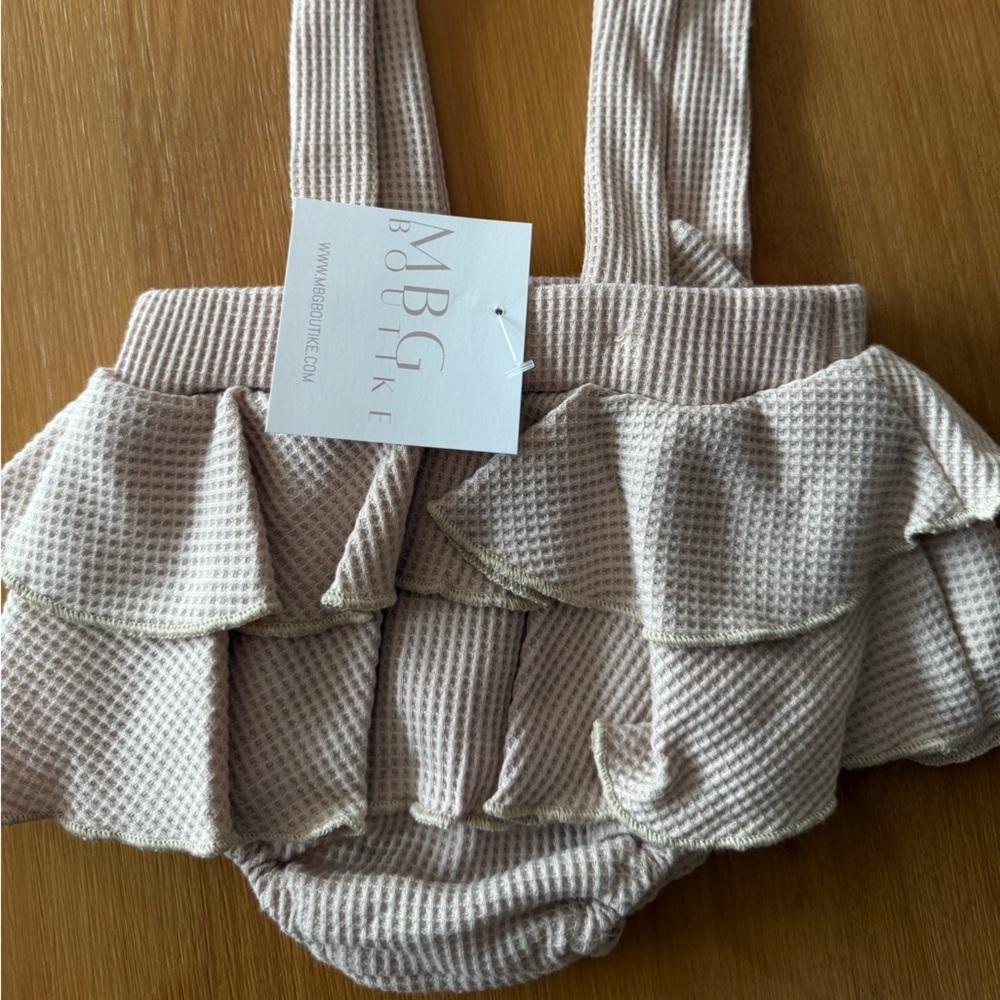 Beige Ruffled Baby Romper - Picture 4 of 5